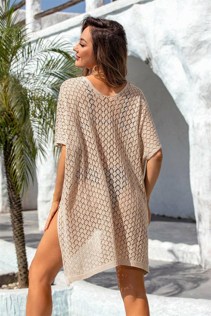 Chic Sheer Crochet V-Neck Beach Tunic - Love Salve 