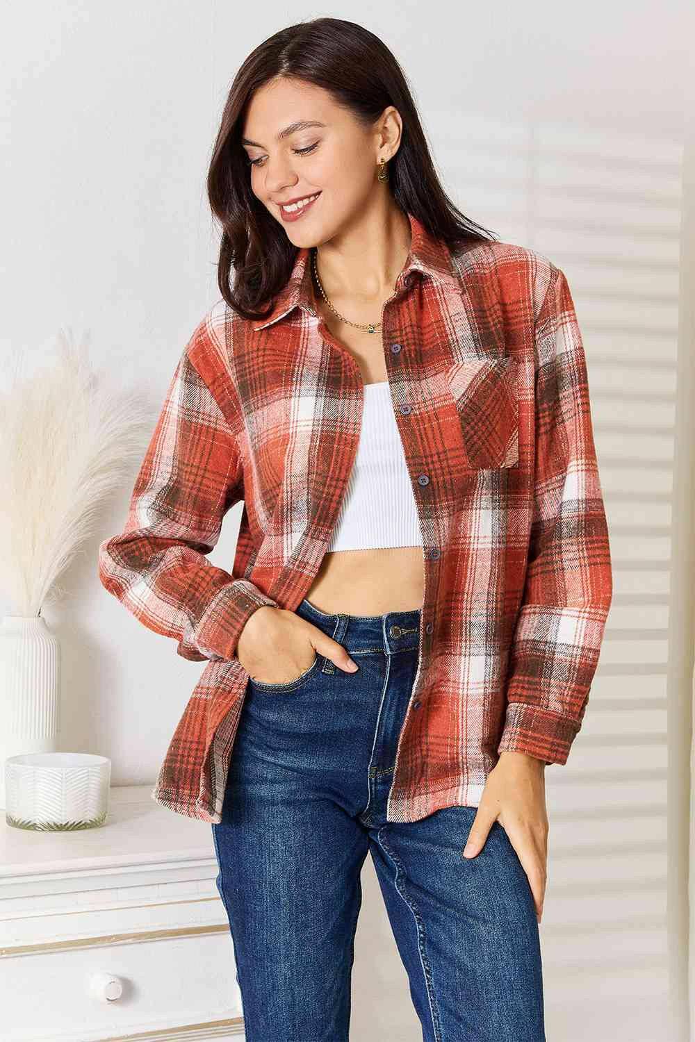 Plaid Button-Up Shirt with Contemporary Flair - Love Salve 