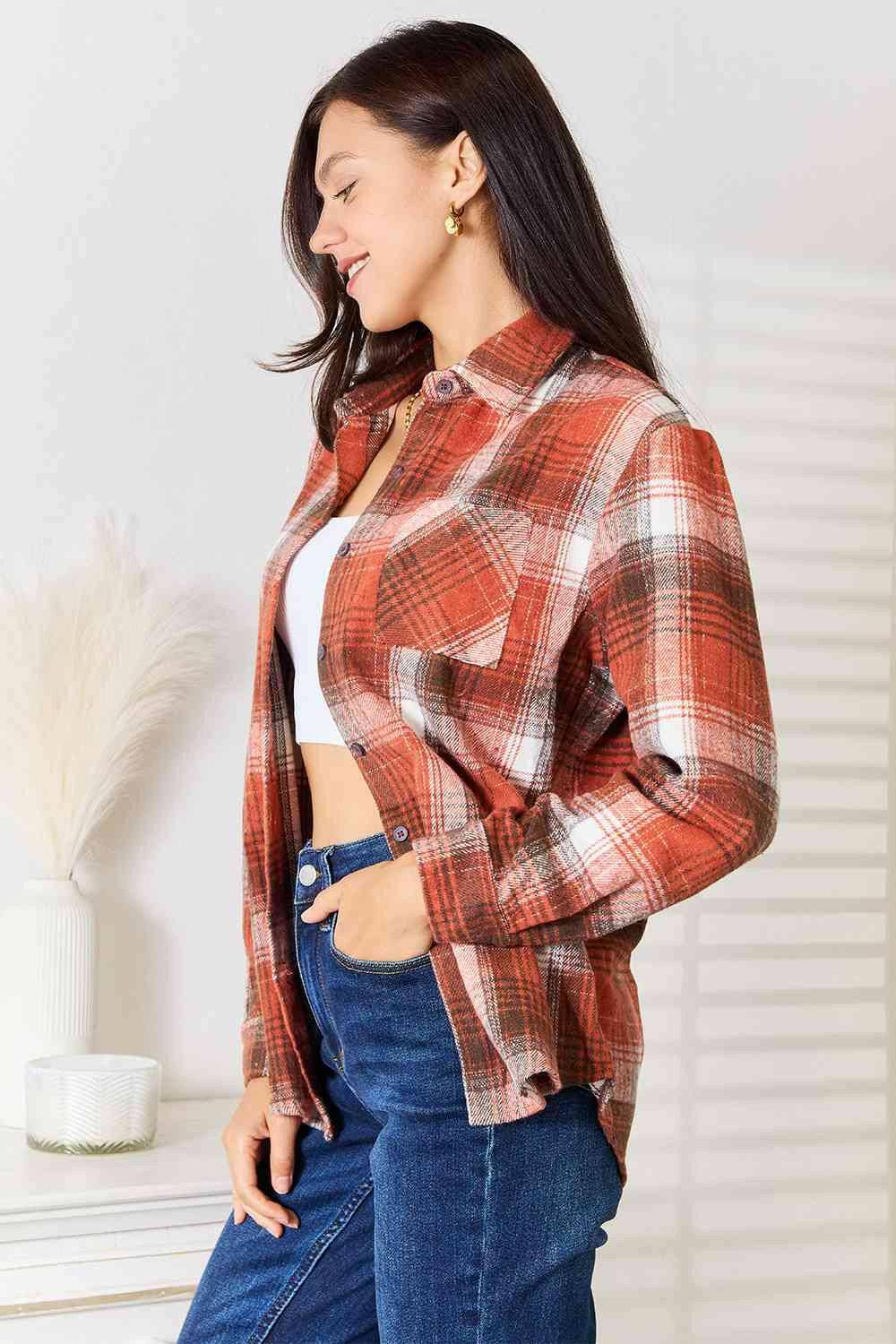 Plaid Button-Up Shirt with Contemporary Flair - Love Salve 