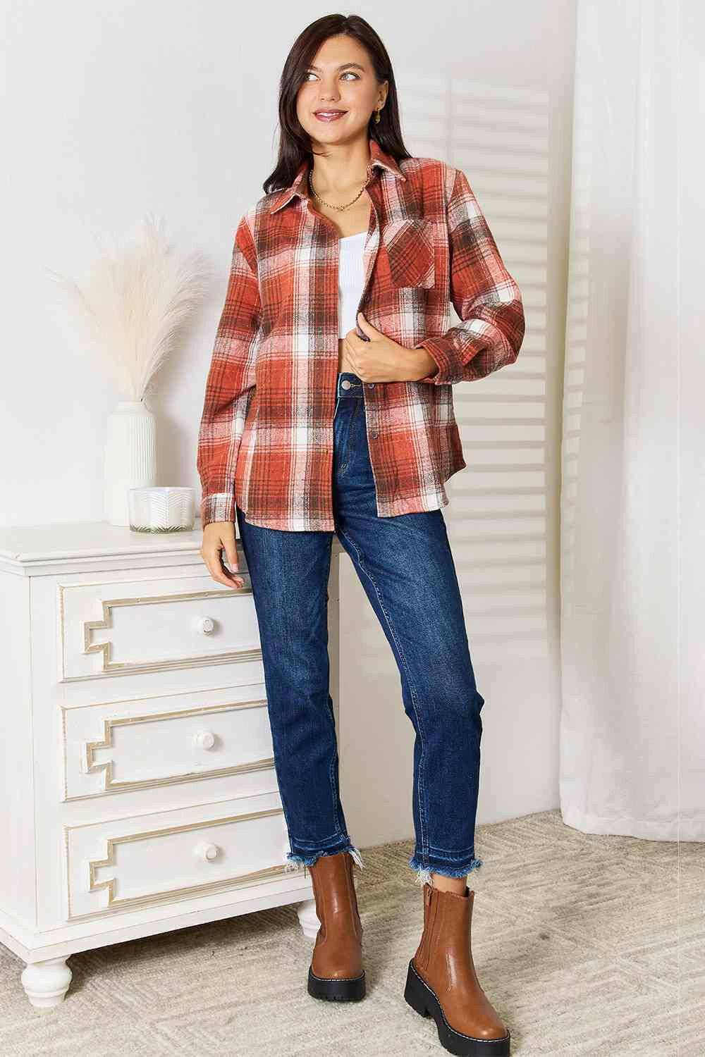 Plaid Button-Up Shirt with Contemporary Flair - Love Salve 