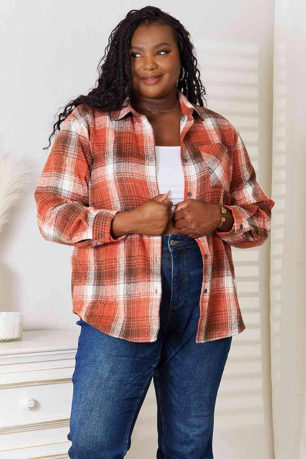 Plaid Button-Up Shirt with Contemporary Flair - Love Salve 