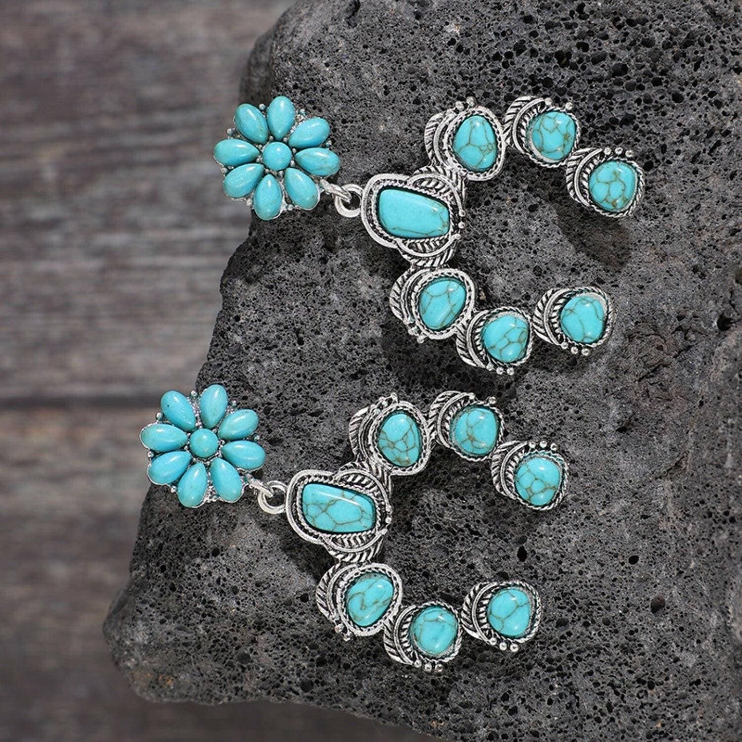 Turquoise Drop Earrings Set with Caring Instructions - Love Salve 