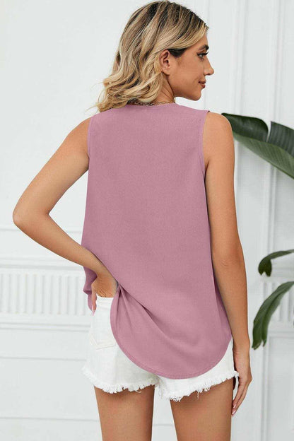 Elegant V-Neck Sleeveless Top with Wide StrapsExperience Timeless Elegance
 Step into sophistication with our Elegant V-Neck Sleeveless Top with Wide Straps. Crafted from luxurious 100% polyester, this top offerLove Salve -Neck Sleeveless TopApparel