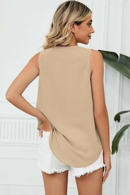 Elegant V-Neck Sleeveless Top with Wide StrapsExperience Timeless Elegance
 Step into sophistication with our Elegant V-Neck Sleeveless Top with Wide Straps. Crafted from luxurious 100% polyester, this top offerLove Salve -Neck Sleeveless TopApparel