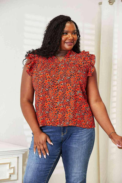 Elegant Flutter Sleeve Floral Blouse for Effortless Style - Love Salve 