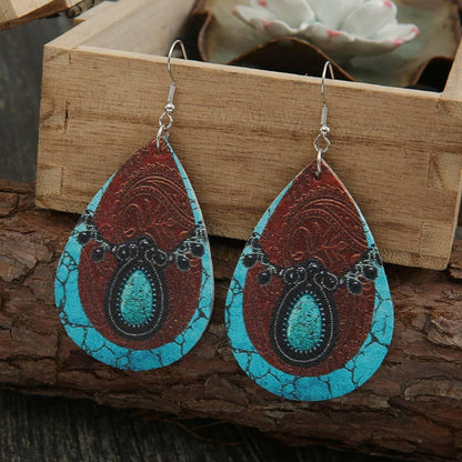 Elegant Faux Leather Teardrop Earrings with Iron Hooks - Love Salve 