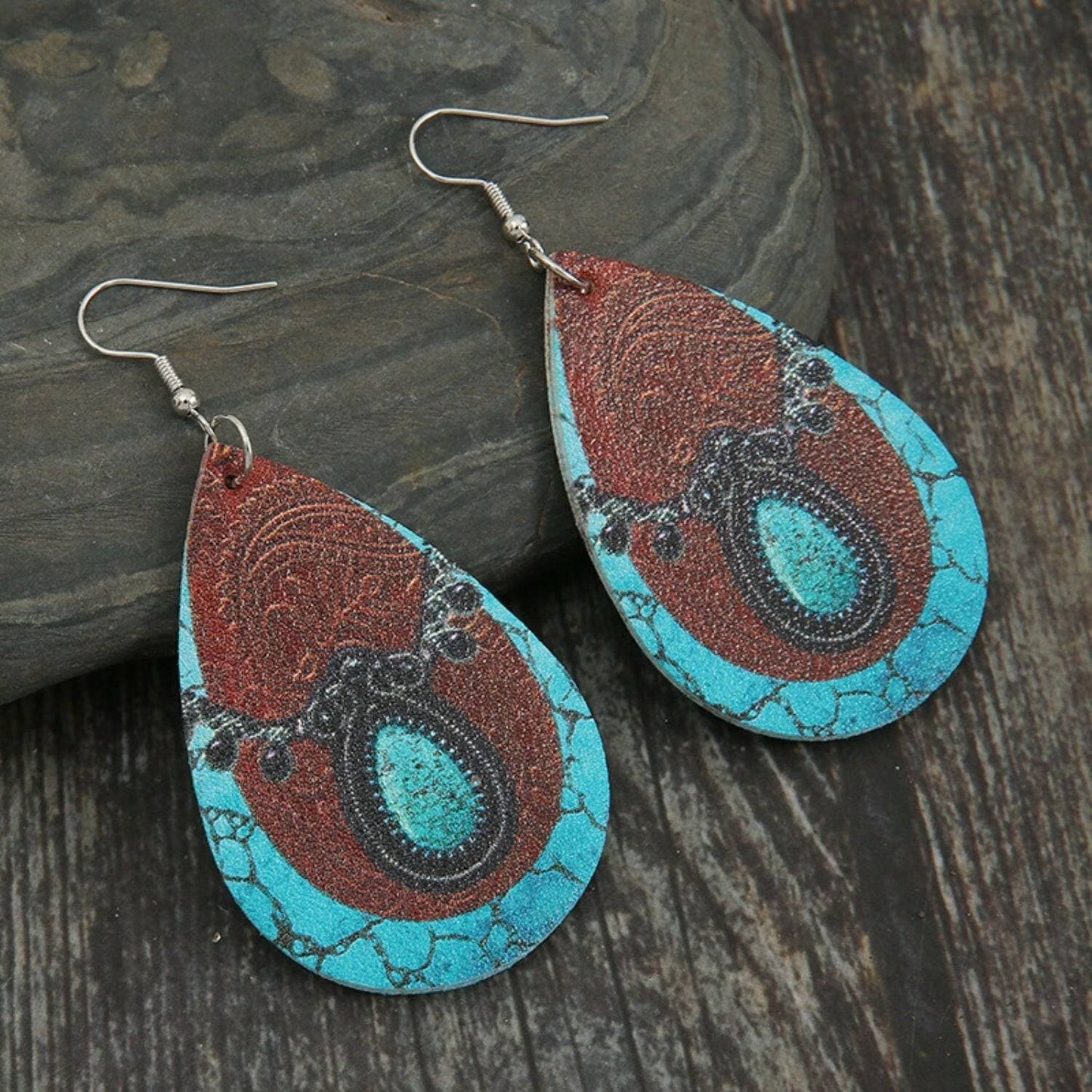 Elegant Faux Leather Teardrop Earrings with Iron Hooks - Love Salve 