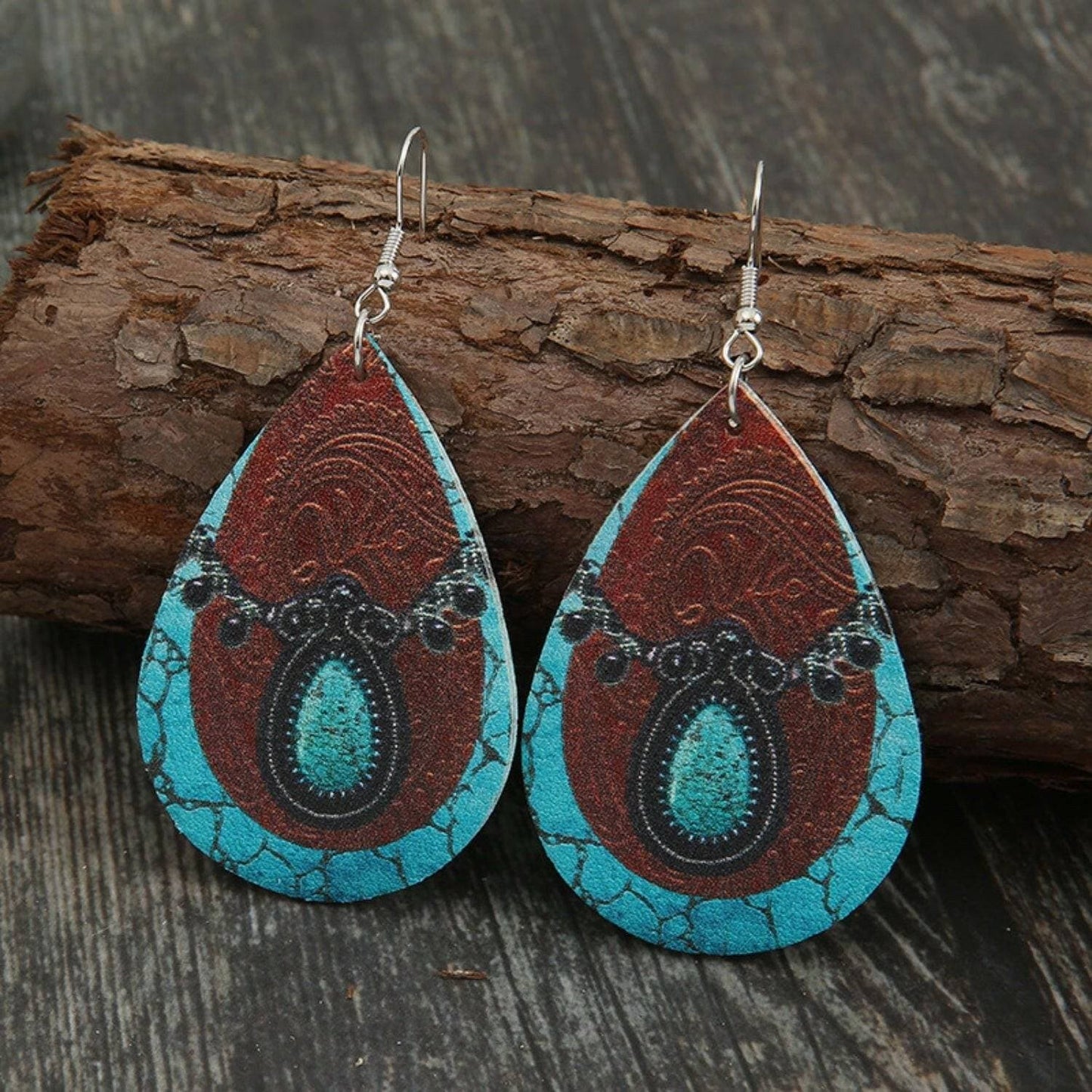 Elegant Faux Leather Teardrop Earrings with Iron Hooks - Love Salve 