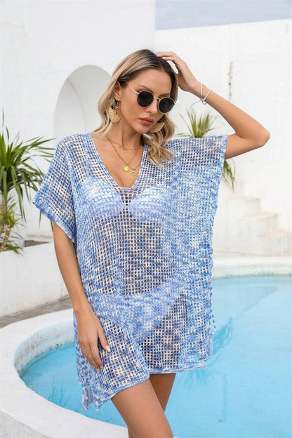 Chic Sheer V-Neck Cover-Up with Exquisite Details - Love Salve 