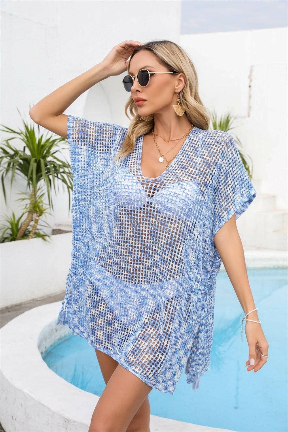 Chic Sheer V-Neck Cover-Up with Exquisite Details - Love Salve 