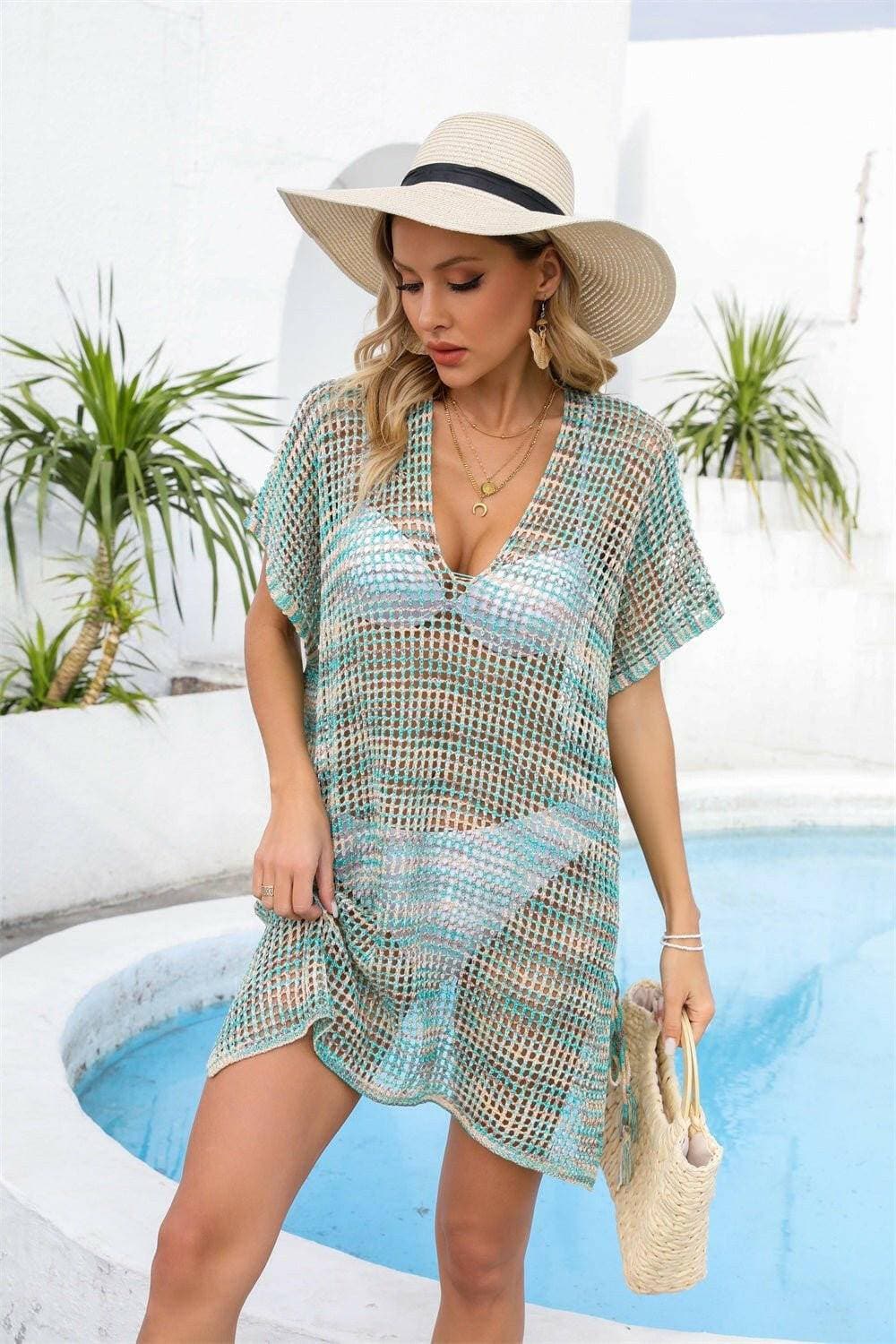 Chic Sheer V-Neck Cover-Up with Exquisite Details - Love Salve 