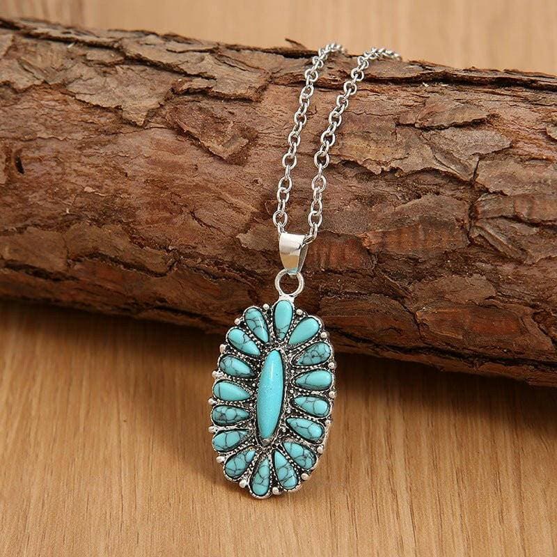 Luxurious Faux Turquoise Pendant Necklace in Elegant Alloy Blend - Love Salve 