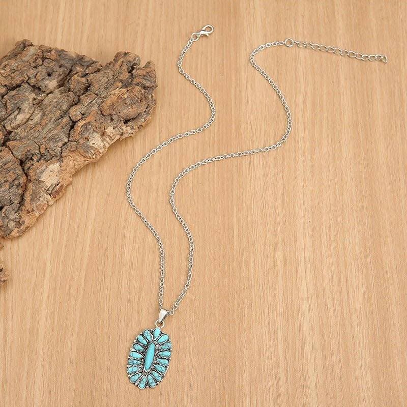 Luxurious Faux Turquoise Pendant Necklace in Elegant Alloy Blend - Love Salve 