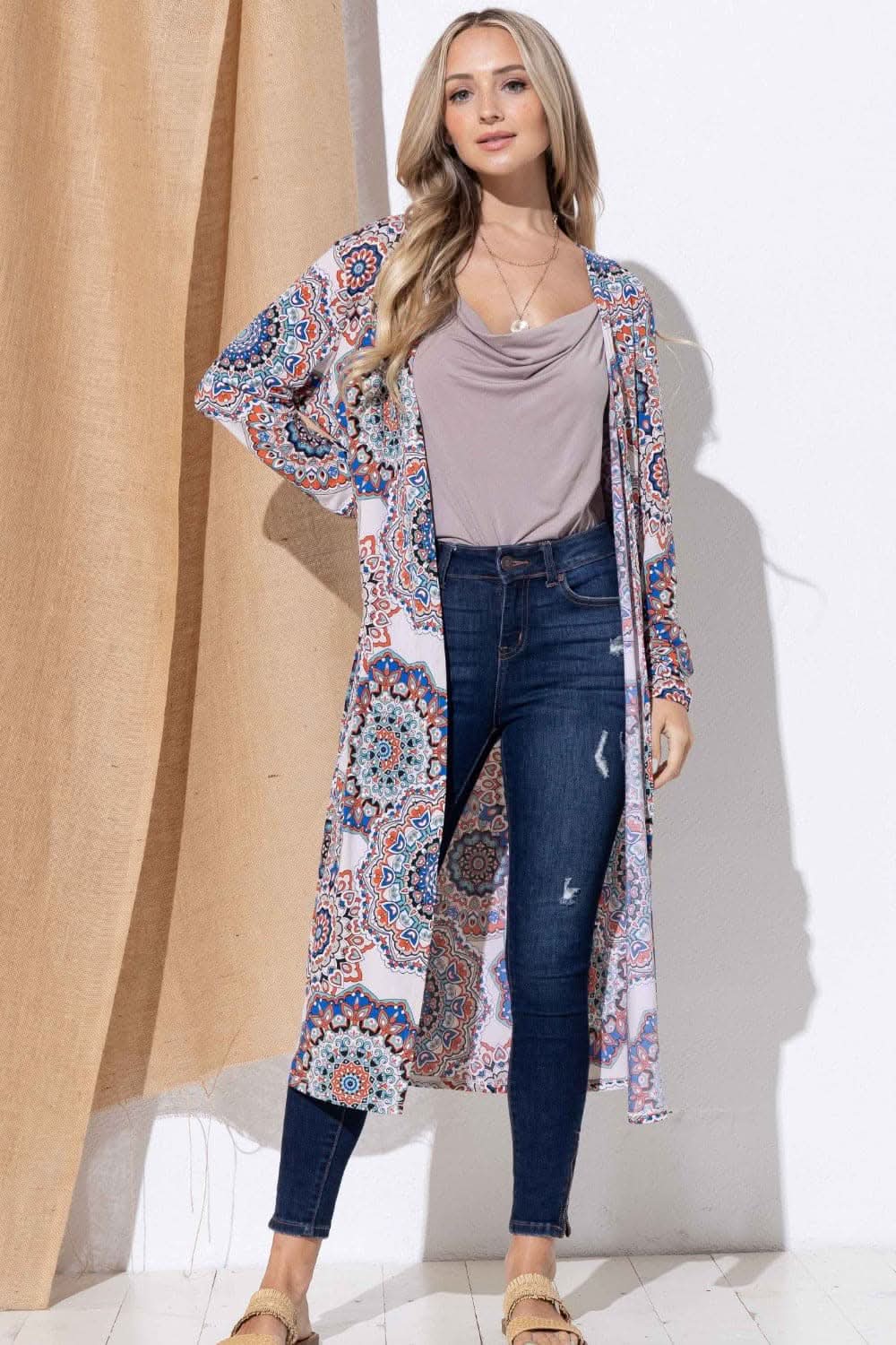 Chic printed longline cardigan - Love Salve 