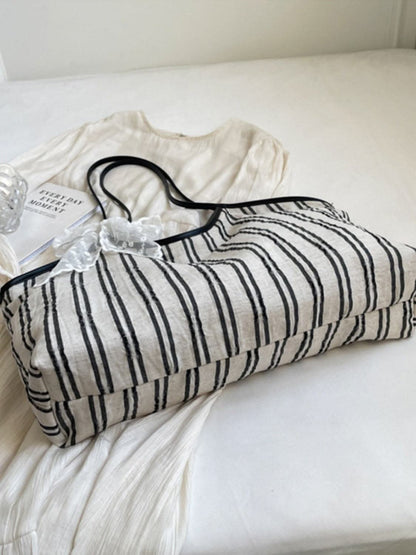 Stylish striped canvas tote bag - Love Salve 