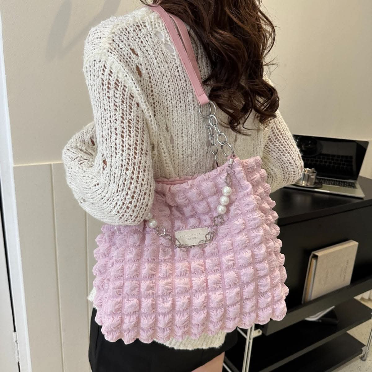 Stylish bubble tote bag - medium size - Love Salve 