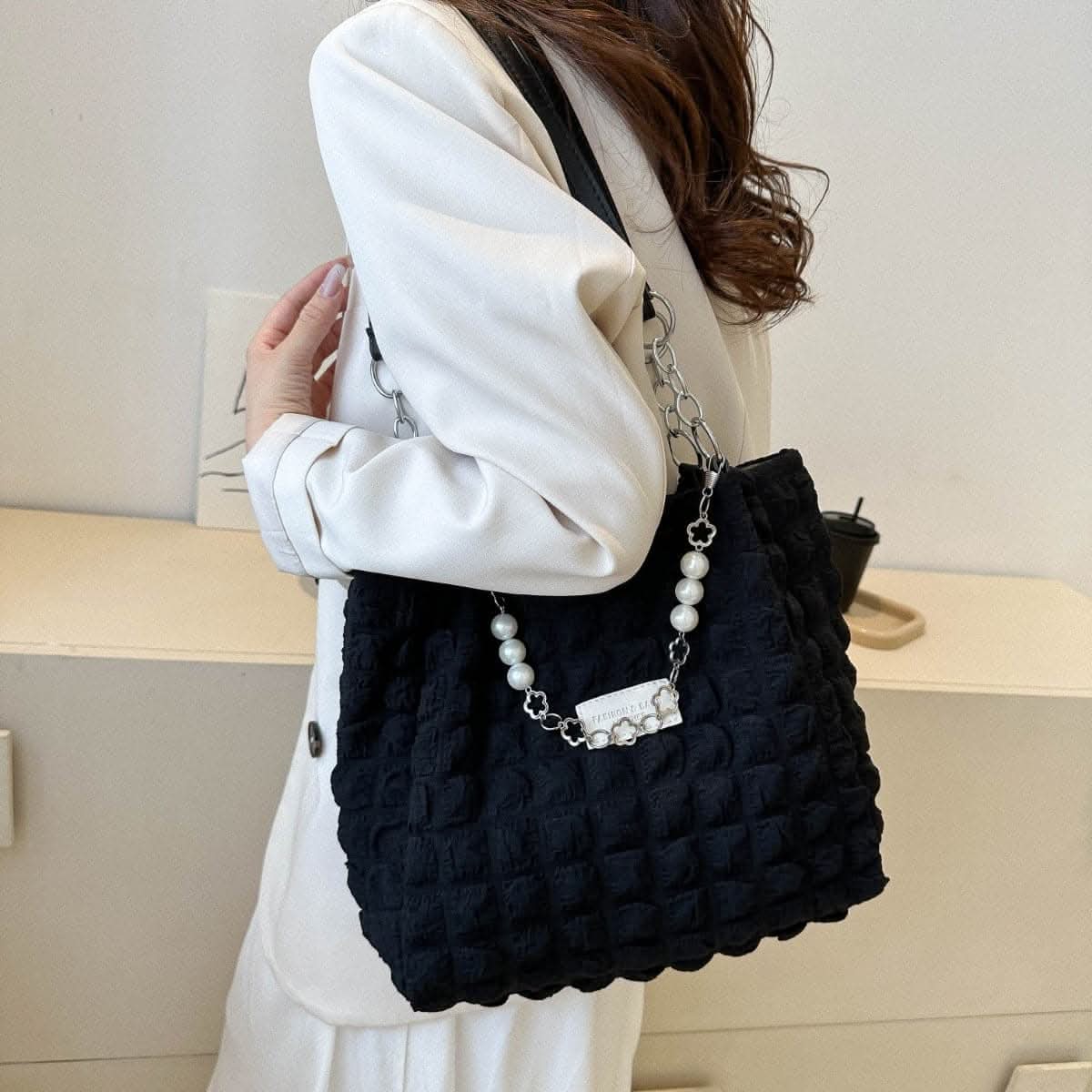 Stylish bubble tote bag - medium size - Love Salve 