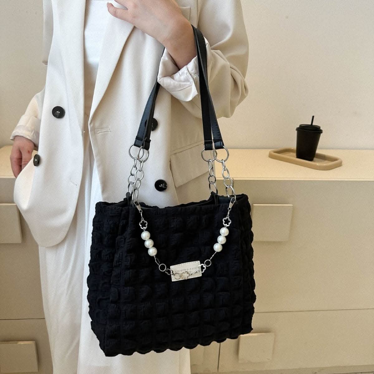 Stylish bubble tote bag - medium size - Love Salve 