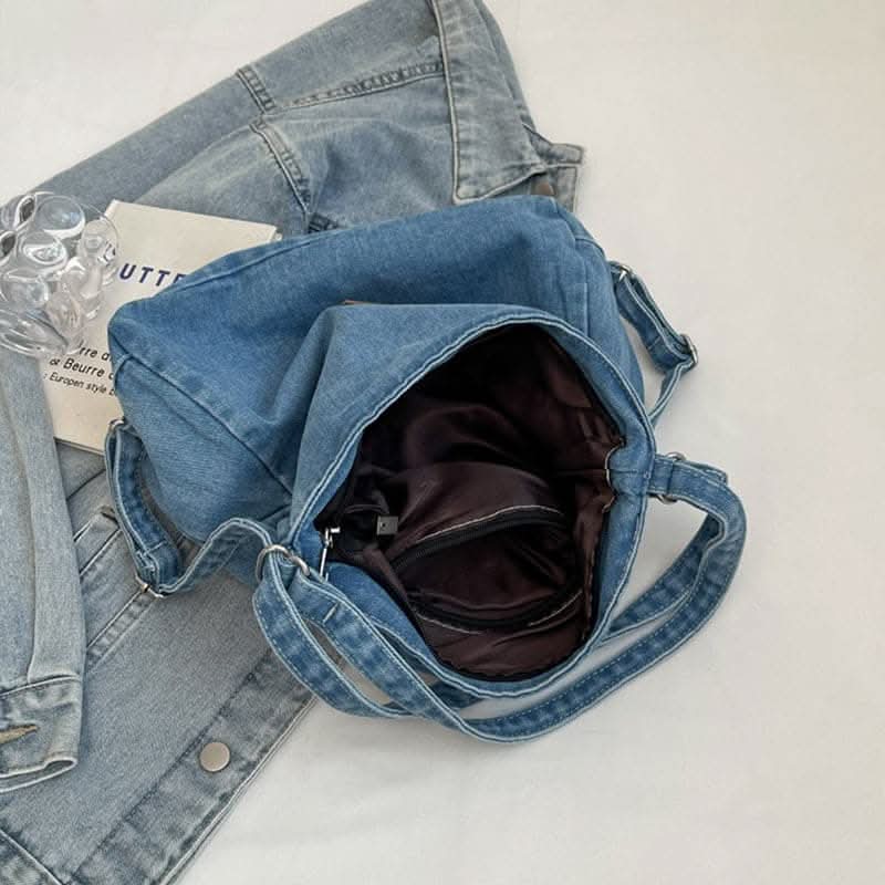 Denim shoulder bag - adjustable straps - Love Salve 