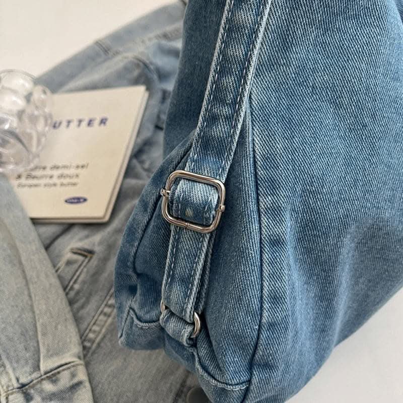 Denim shoulder bag - adjustable straps - Love Salve 