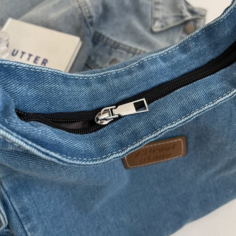 Denim shoulder bag - adjustable straps - Love Salve 