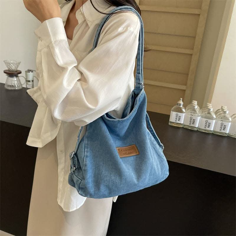 Denim shoulder bag - adjustable straps - Love Salve 