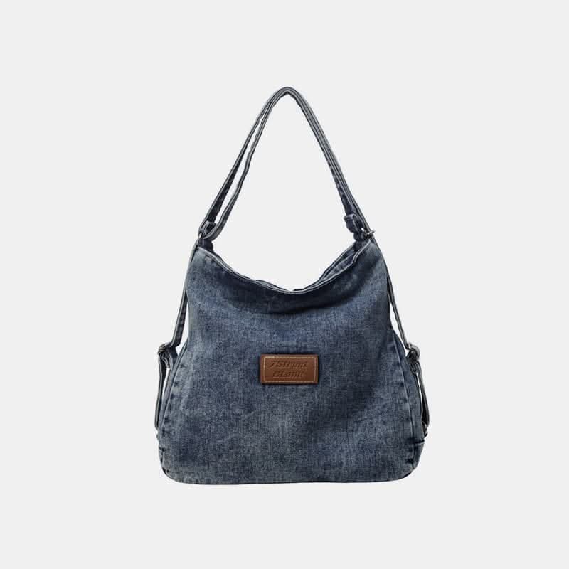 Denim shoulder bag - adjustable straps - Love Salve 