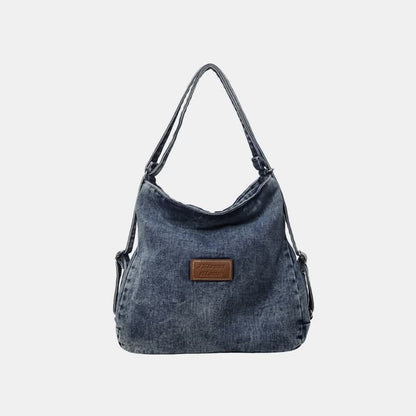 Denim shoulder bag - adjustable straps - Love Salve 