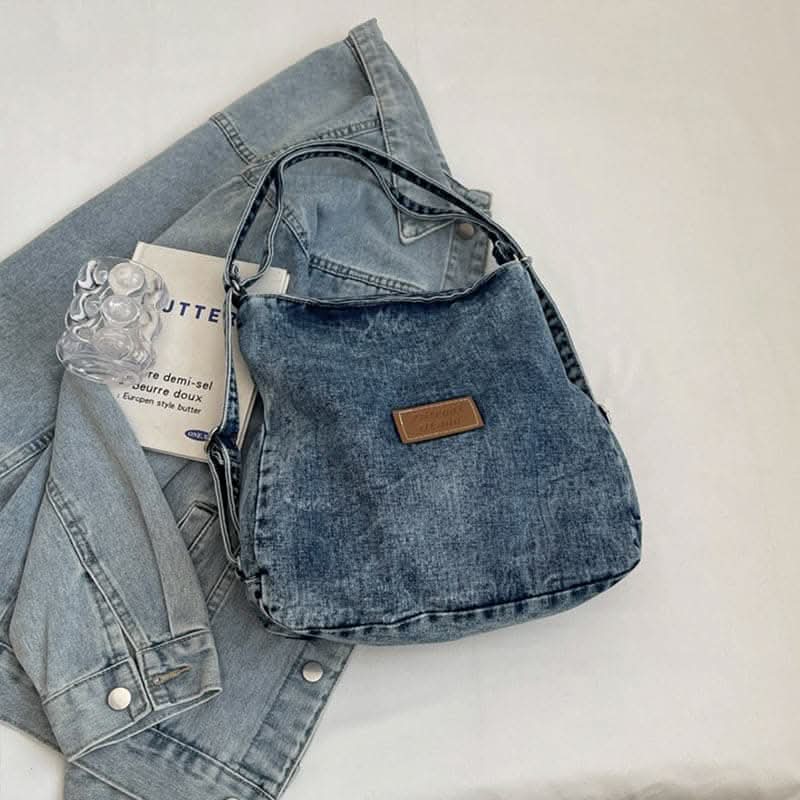 Denim shoulder bag - adjustable straps - Love Salve 