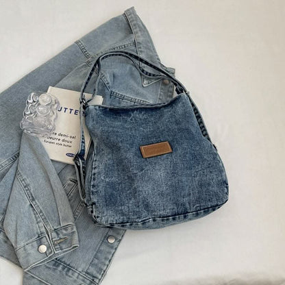 Denim shoulder bag - adjustable straps - Love Salve 