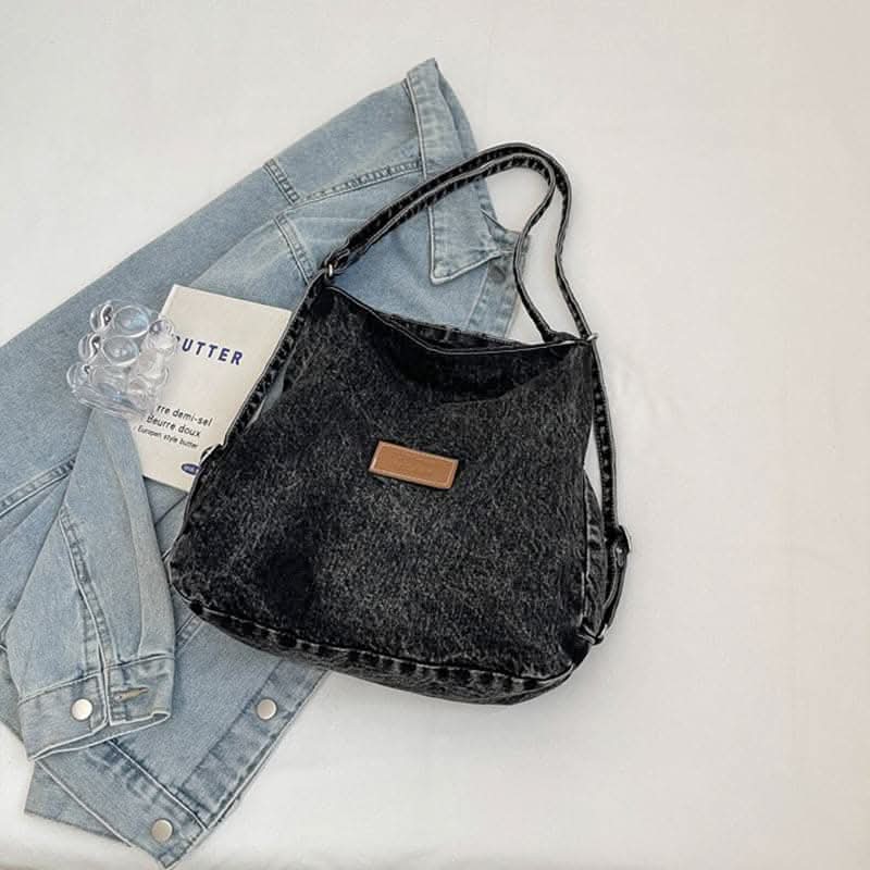Denim shoulder bag - adjustable straps - Love Salve 