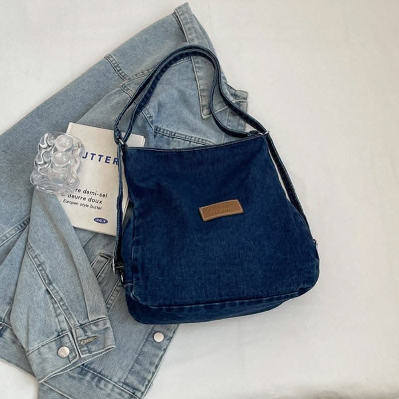 Denim shoulder bag - adjustable straps - Love Salve 