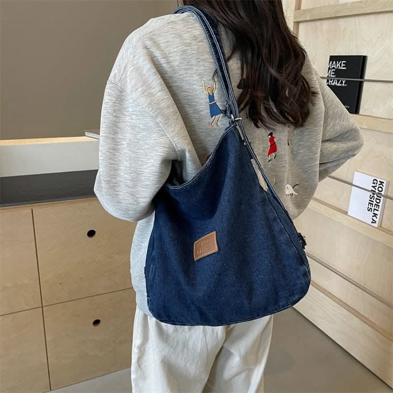 Denim shoulder bag - adjustable straps - Love Salve 