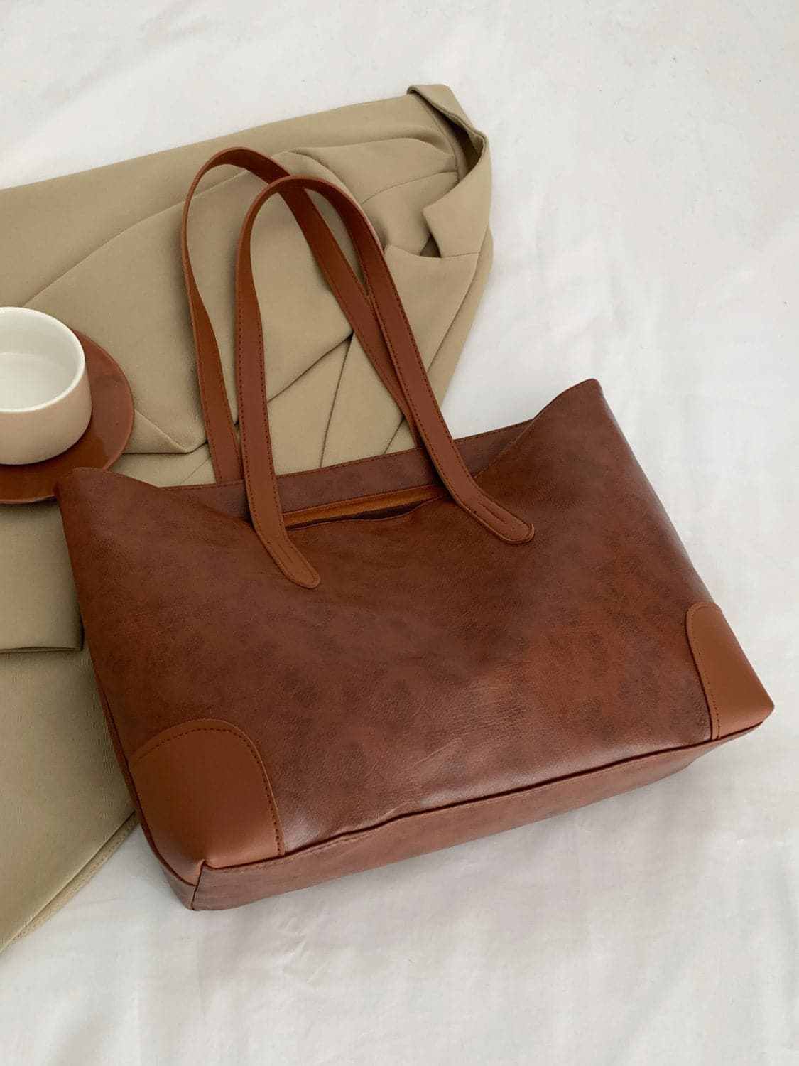 Chic pu leather medium tote bag - Love Salve 