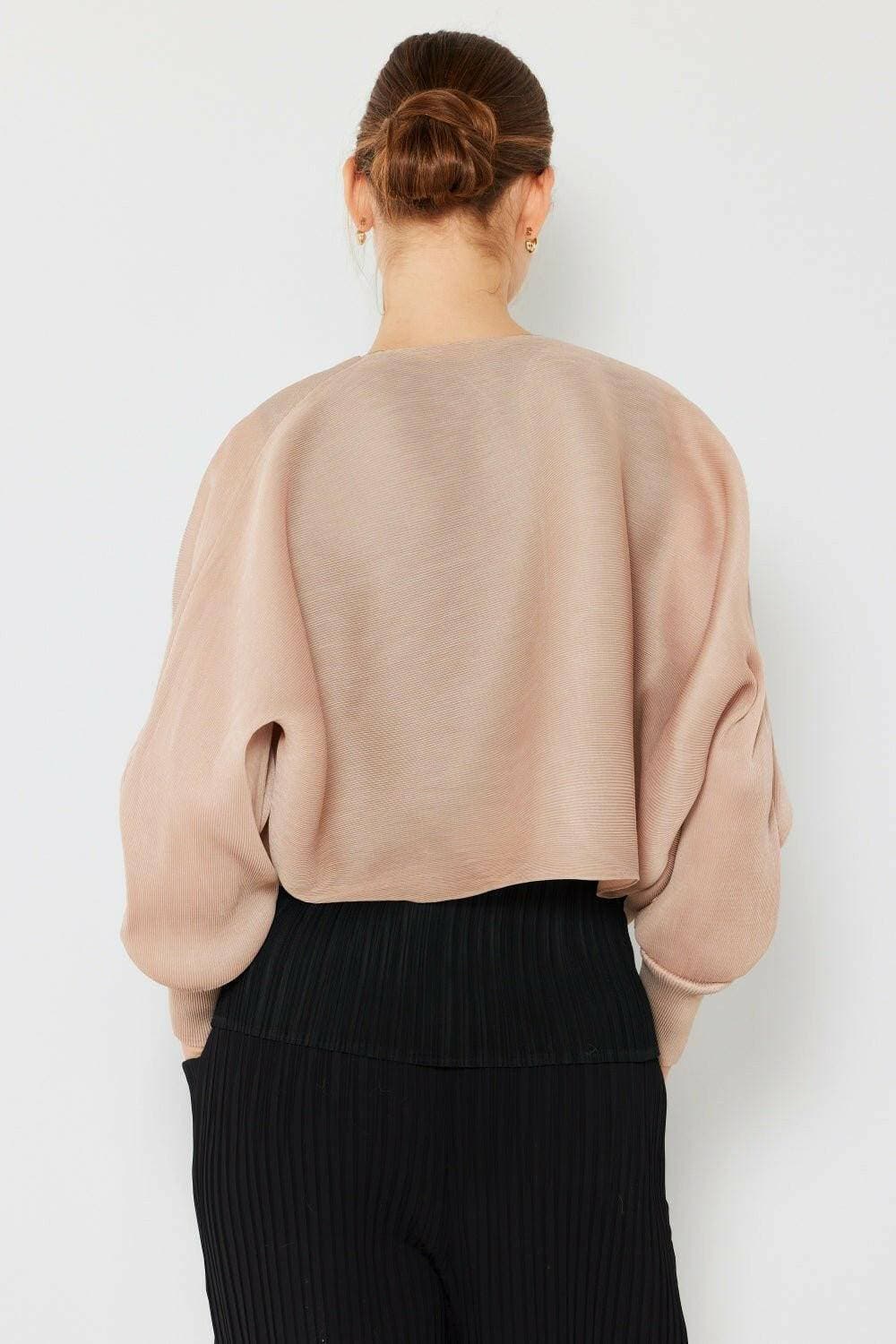 Elevate Your Style with the Swirl Ribbed Puff Sleeve Bolero Cardigan - Love Salve 