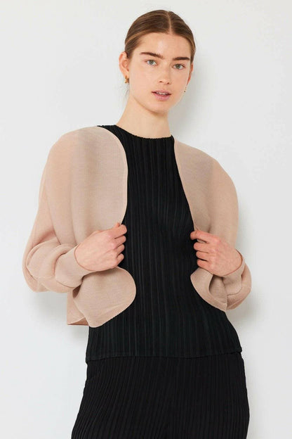 Elevate Your Style with the Swirl Ribbed Puff Sleeve Bolero Cardigan - Love Salve 