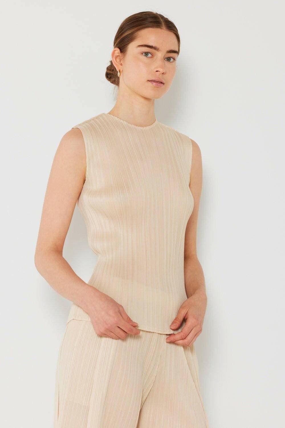 Elegant Pleated Crewneck Tank - Versatile Sophistication - Love Salve 