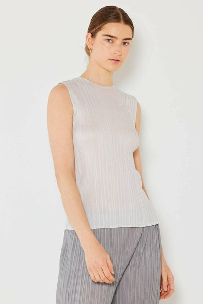 Elegant Pleated Crewneck Tank - Versatile Sophistication - Love Salve 