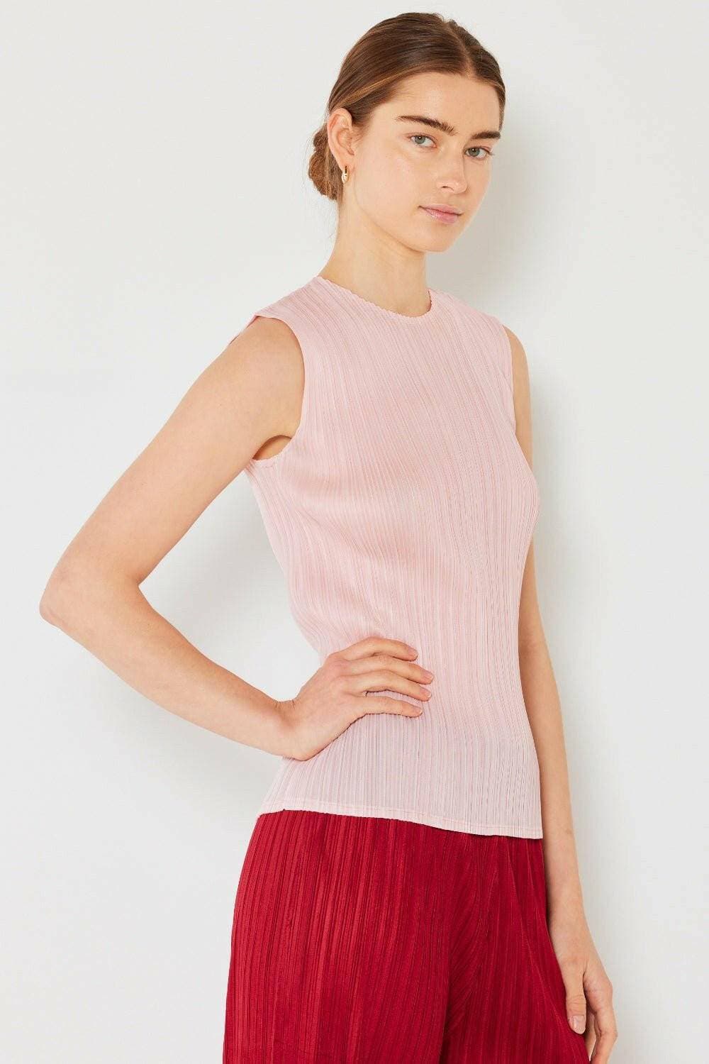 Elegant Pleated Crewneck Tank - Versatile Sophistication - Love Salve 