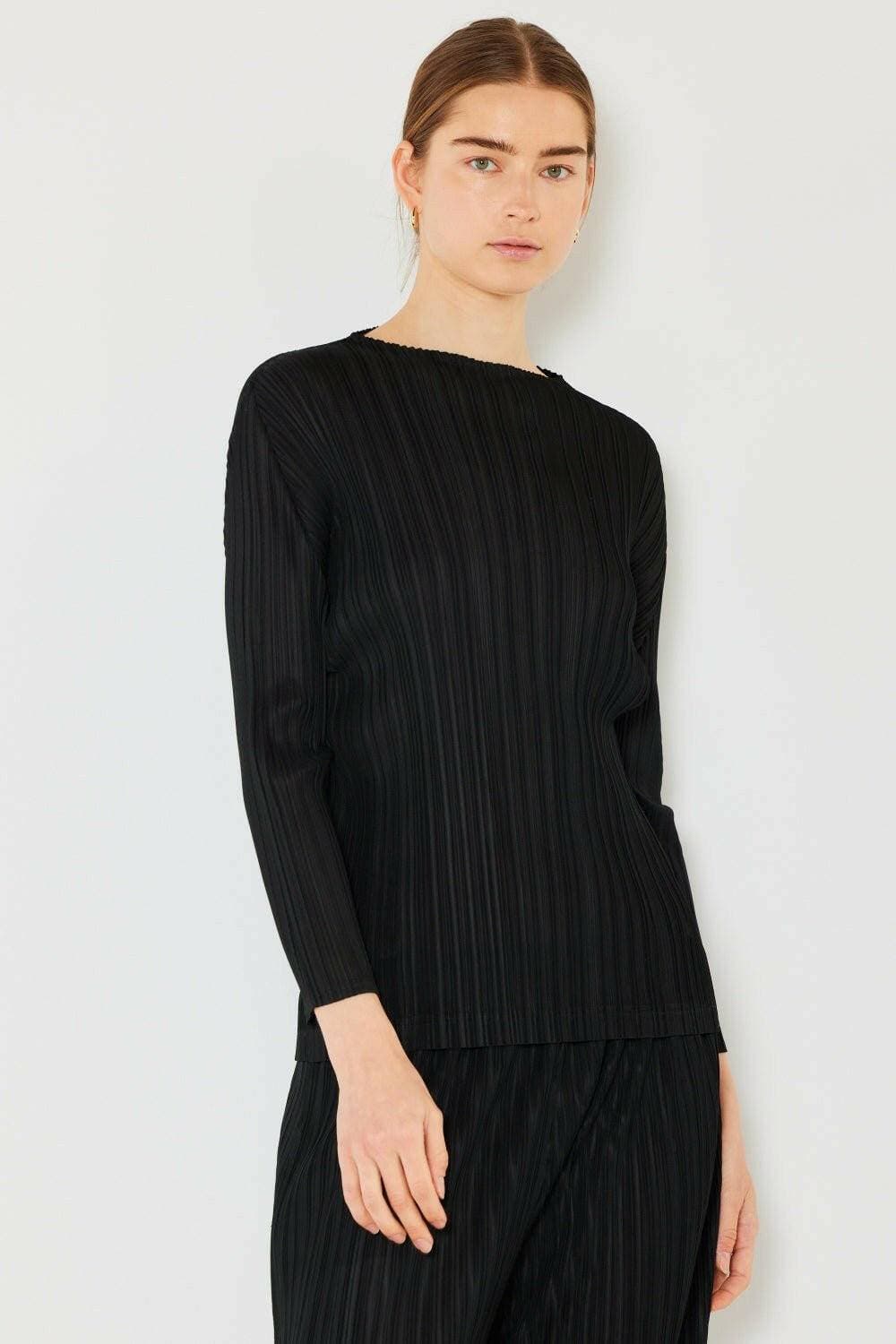 Sophisticated Boatneck Pleated Top with Long Sleeves for Effortless Elegance - Love Salve 