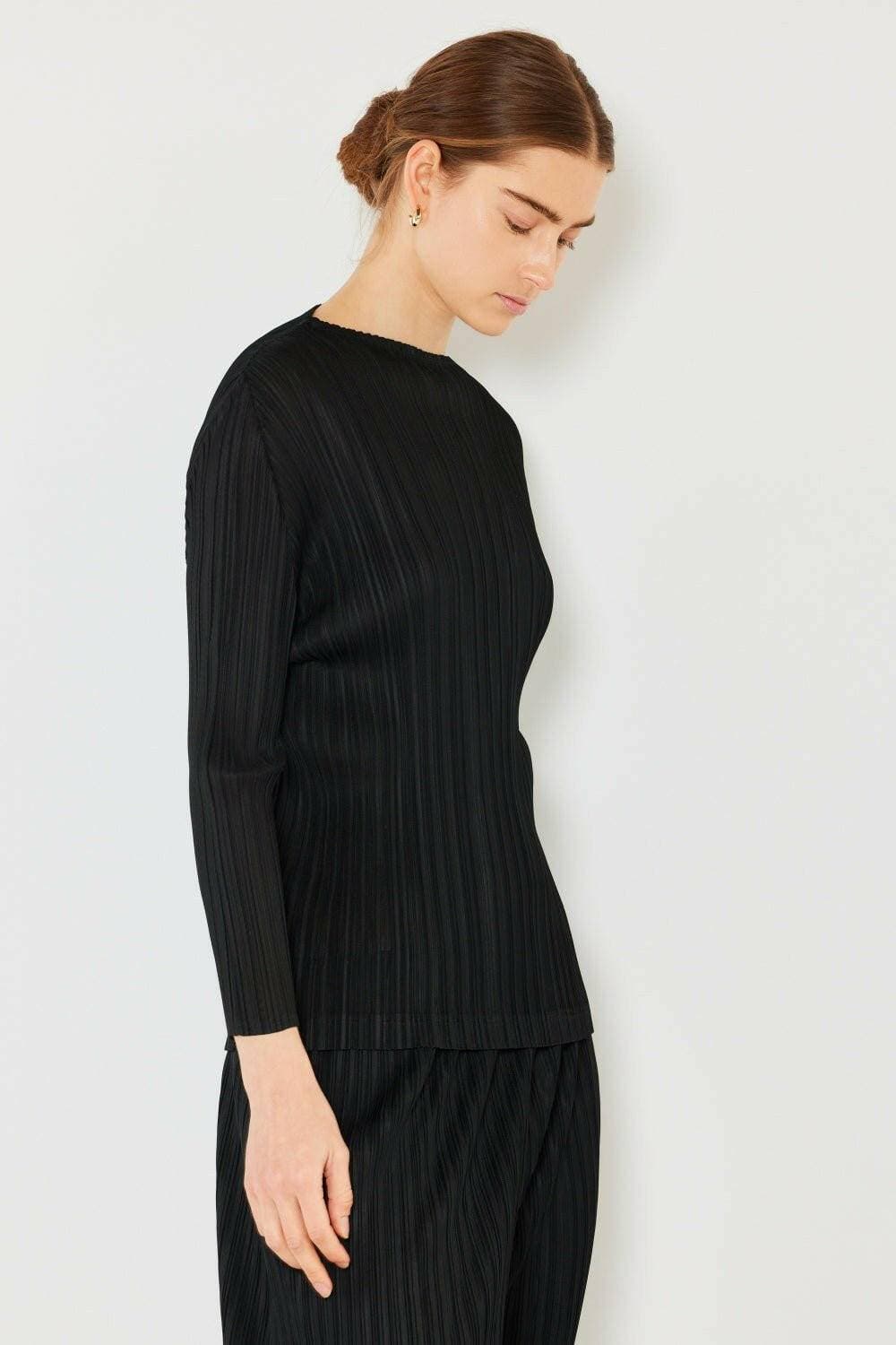 Sophisticated Boatneck Pleated Top with Long Sleeves for Effortless Elegance - Love Salve 