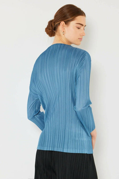 Sophisticated Boatneck Pleated Top with Long Sleeves for Effortless Elegance - Love Salve 