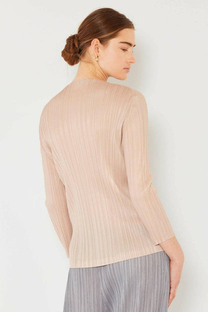 Sophisticated Boatneck Pleated Top with Long Sleeves for Effortless Elegance - Love Salve 