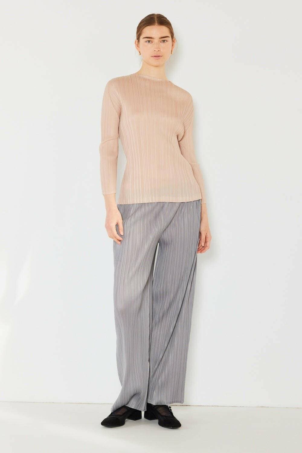 Sophisticated Boatneck Pleated Top with Long Sleeves for Effortless Elegance - Love Salve 