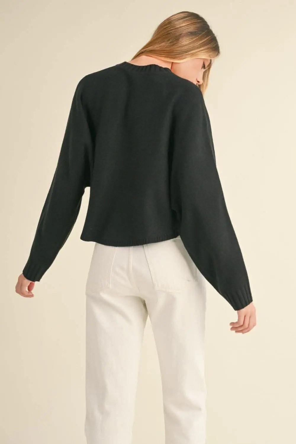 Chic cropped dolman sleeve sweater - Love Salve 