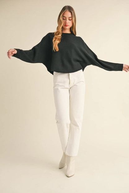 Chic cropped dolman sleeve sweater - Love Salve 