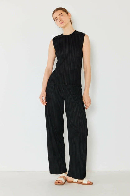 Elegant Pleated Straight-Leg Pants with Elastic Waist - Love Salve 