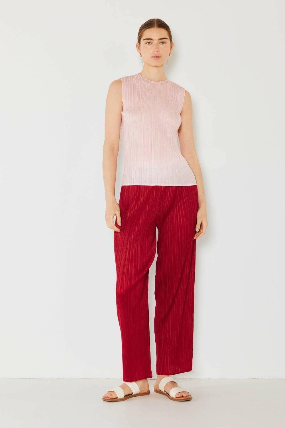 Elegant Pleated Straight-Leg Pants with Elastic Waist - Love Salve 