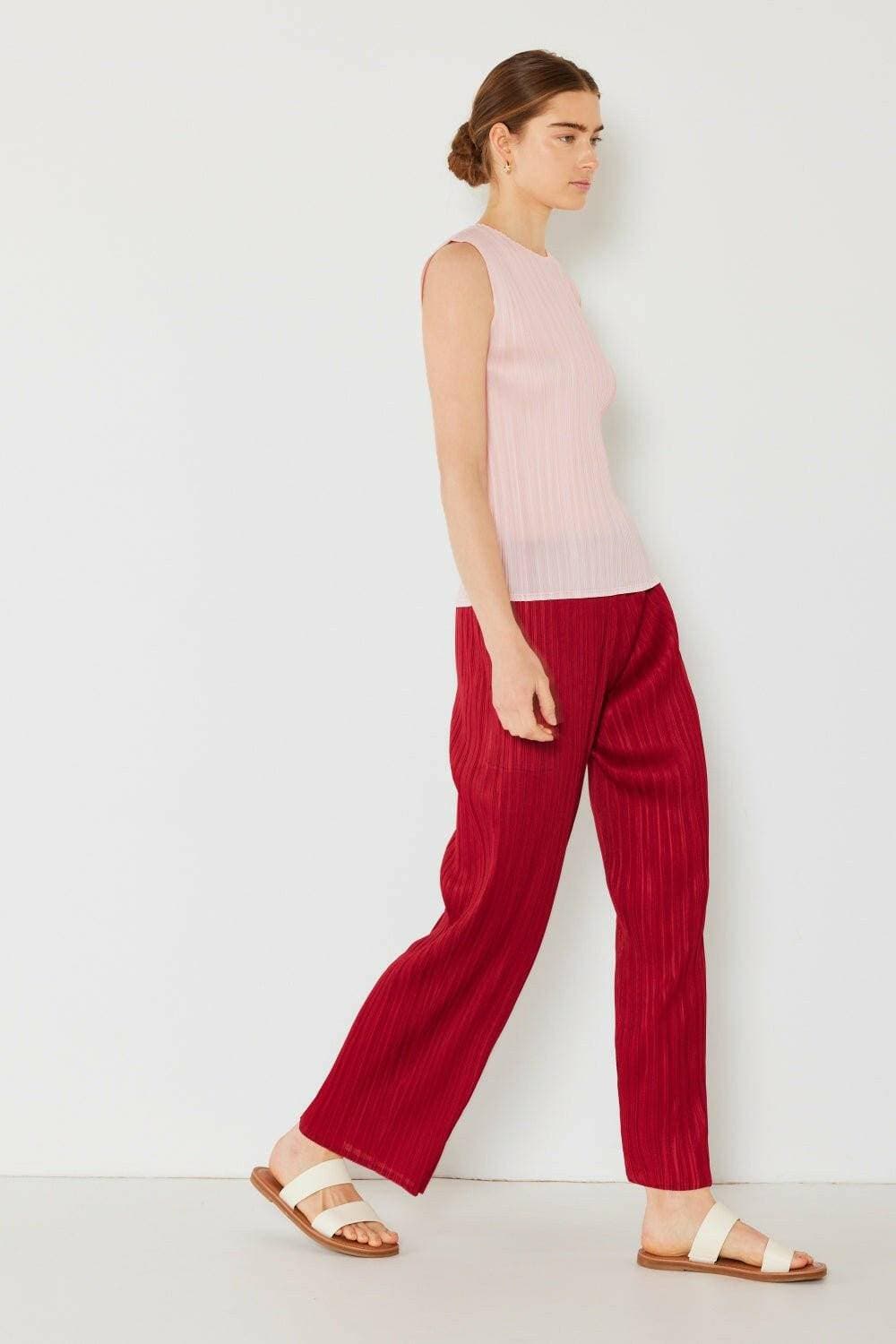 Elegant Pleated Straight-Leg Pants with Elastic Waist - Love Salve 