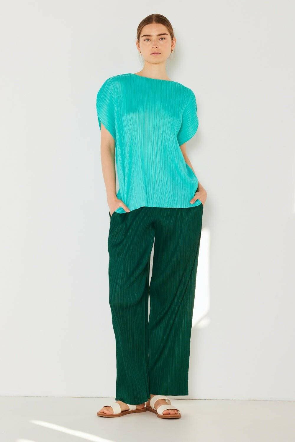 Elegant Pleated Straight-Leg Pants with Elastic Waist - Love Salve 